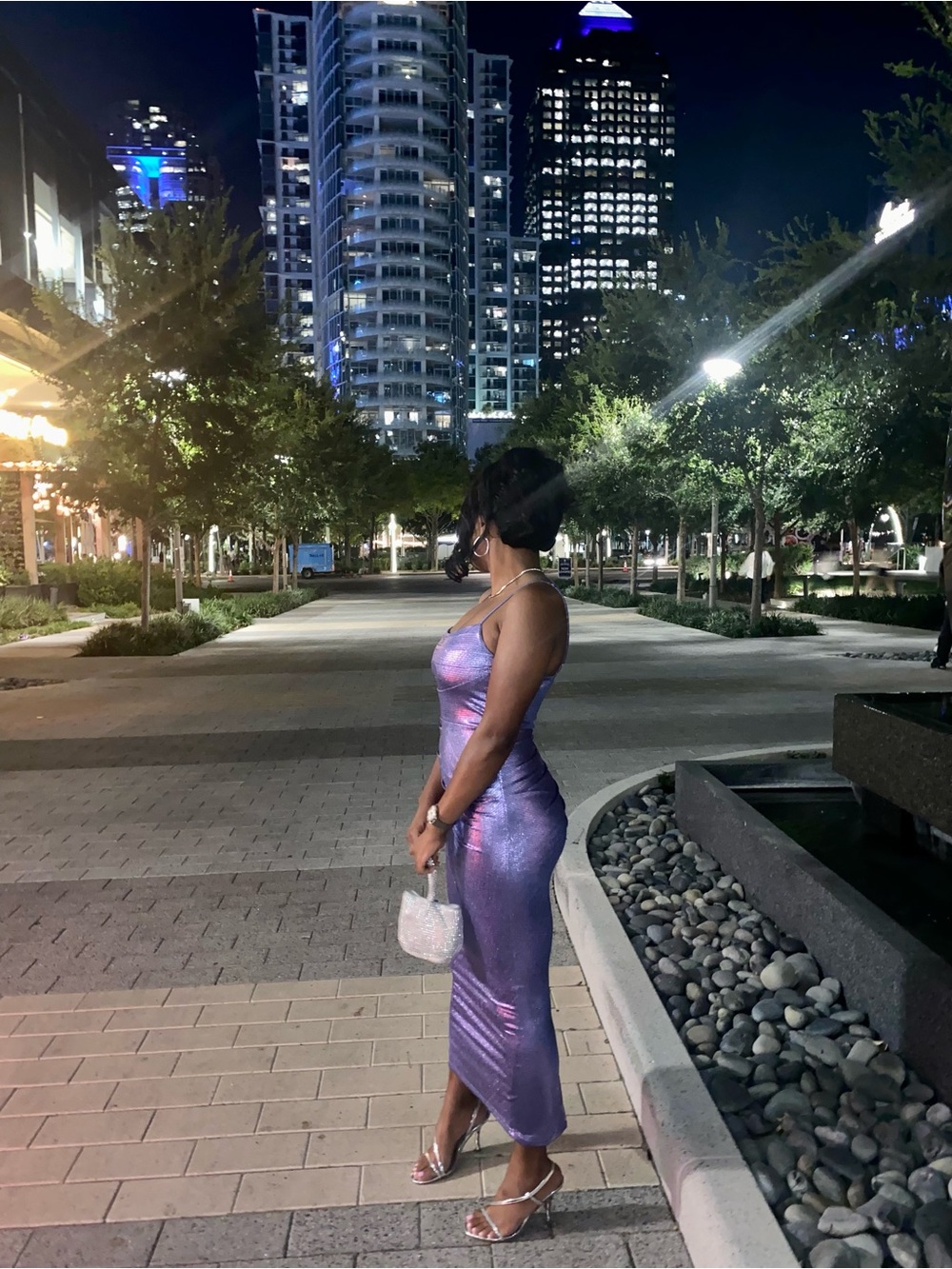JLUXLABEL Shimmery Lavender Purple Slip Maxi Dress